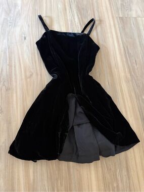 Vintage Ralph Lauren Big Girls' Black Velvet Cami Dress 100% Cupro